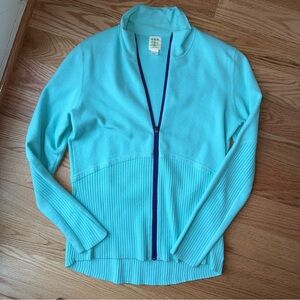 Title Nine Aqua Blue Full Zip Sweater Jacket Long Sleeve Athletic Layer - Size L
